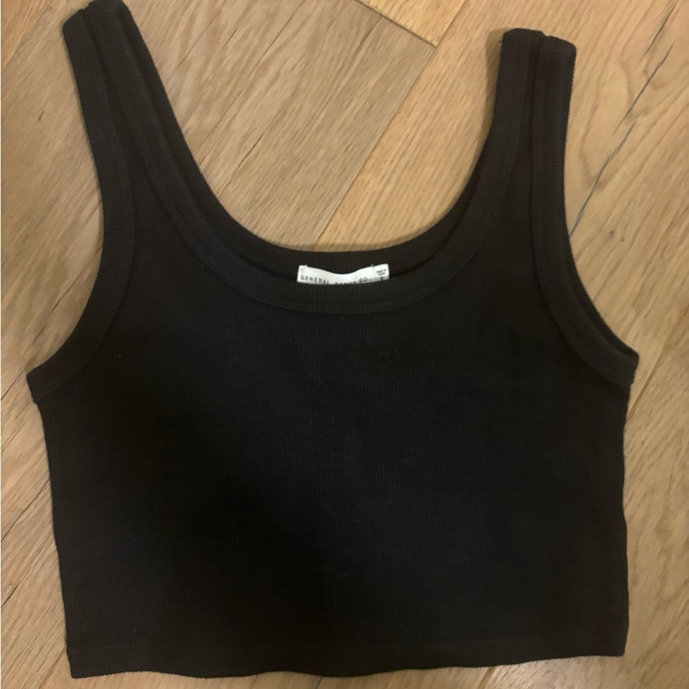 General Pants Co. Black Ribbed Crop Top